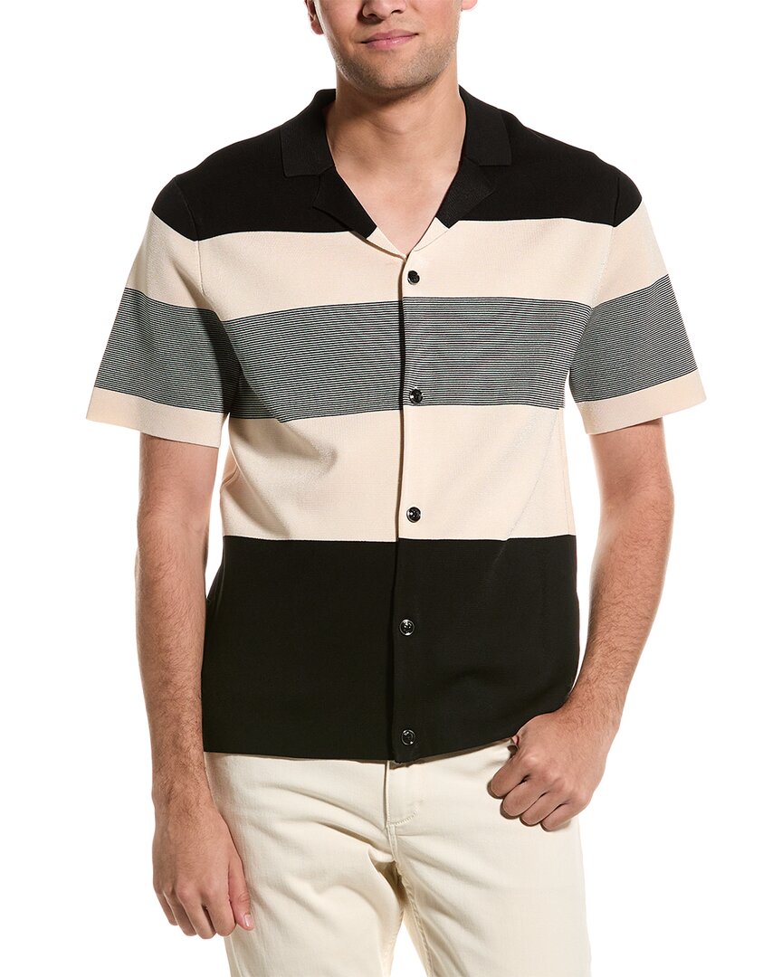 

Футболка Reiss Seville Striped Cuban с воротником, черный