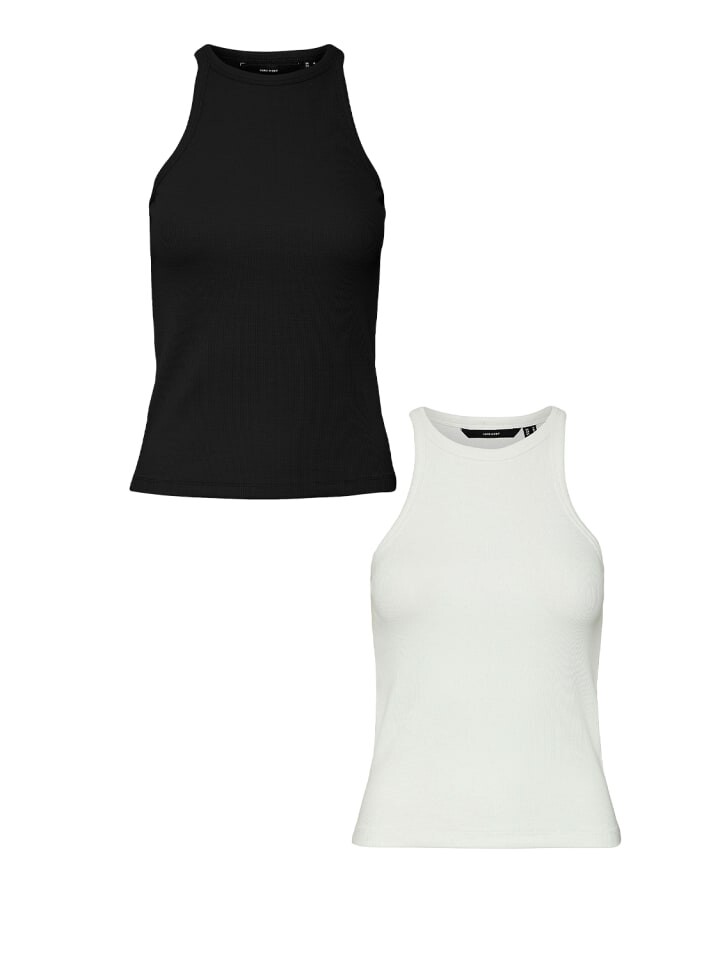 

Топ Vero Moda Shirt 2er Set enges Tank Rundhals ohne Ärmel, цвет schwarz-weiß