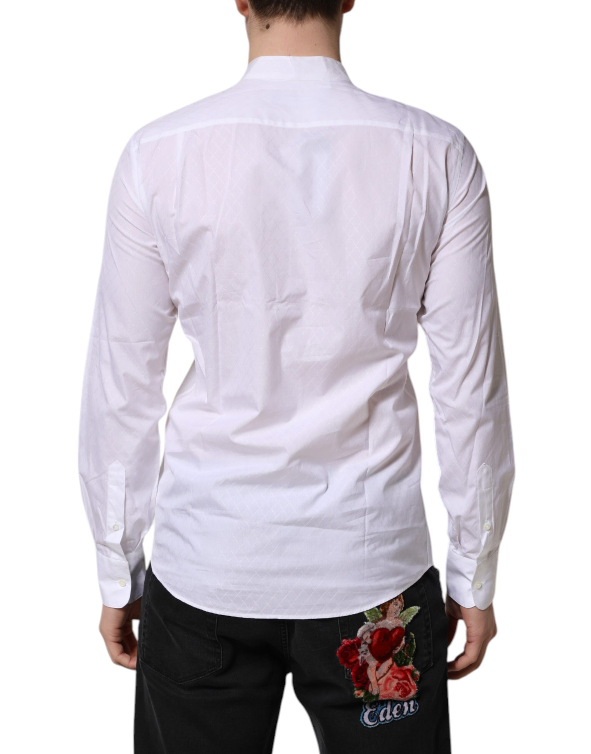 Белая хлопковая тонкая рубашка с длинными рукавами Dolce & Gabbana, White — фото 3