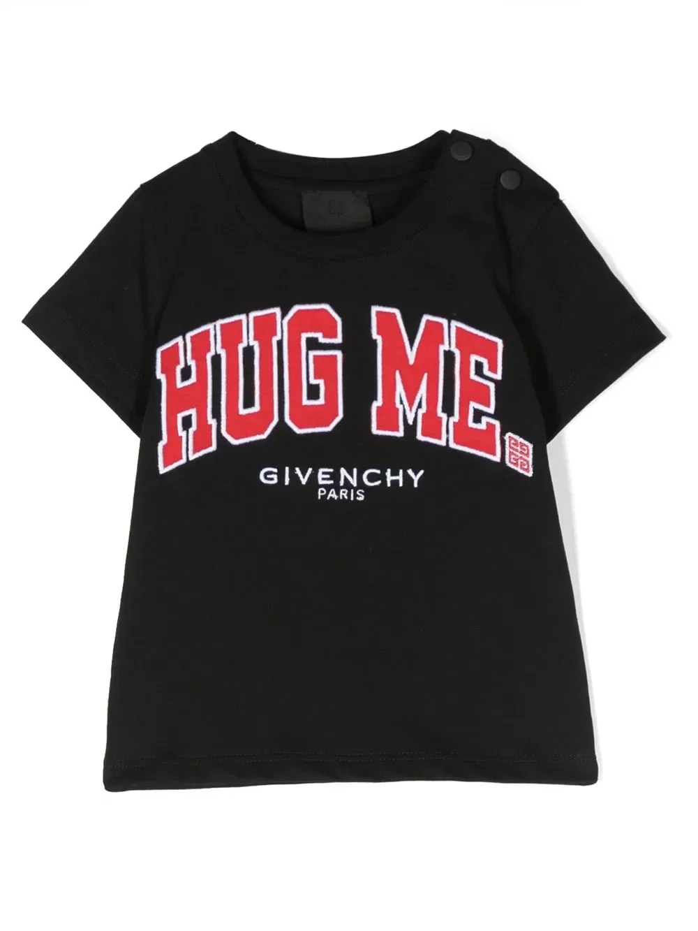 Хлопковая футболка с вышитым слоганом Givenchy Kids, черный