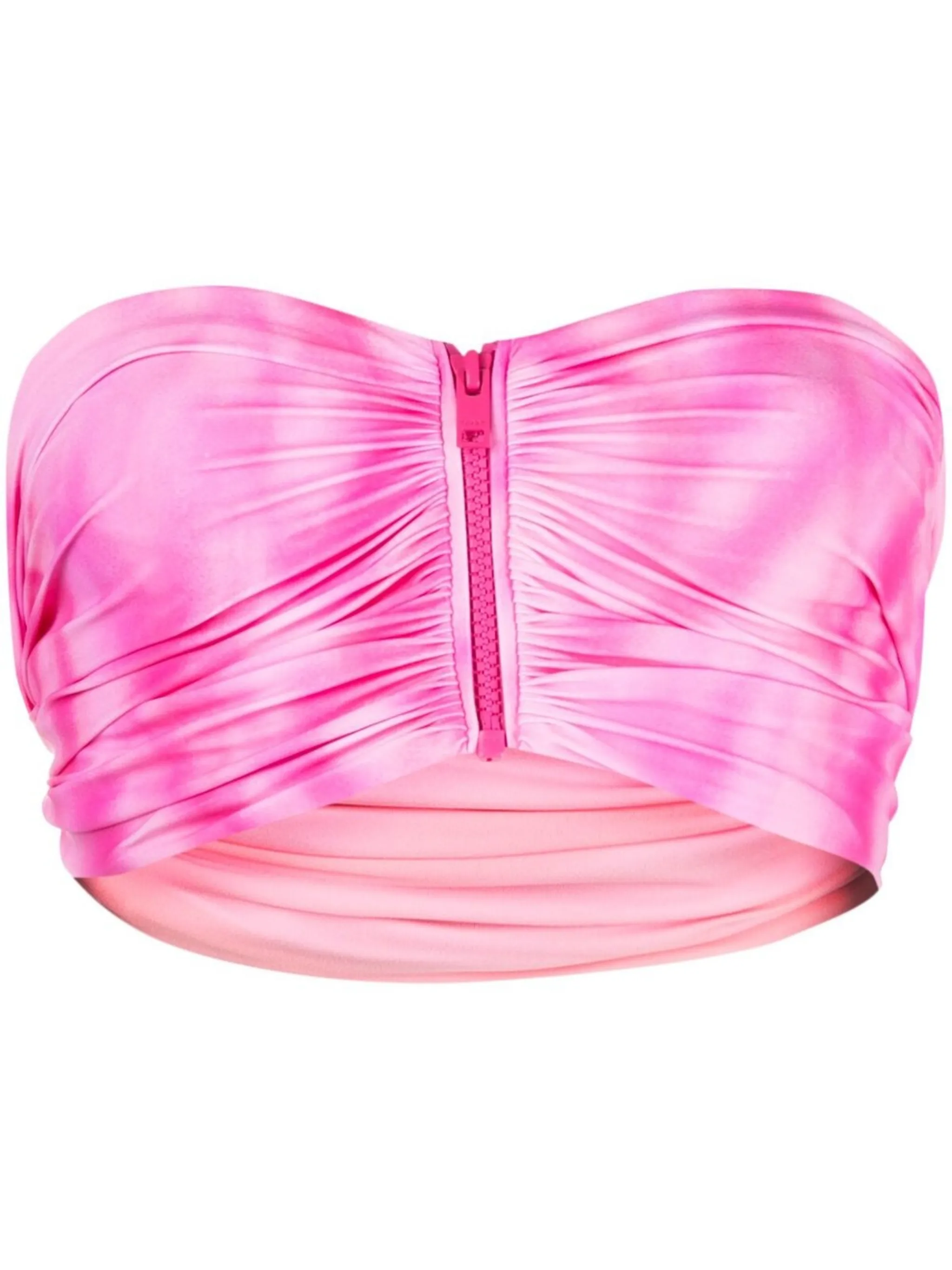 

Топ бикини бандо с принтом тай-дай Ganni, розовый