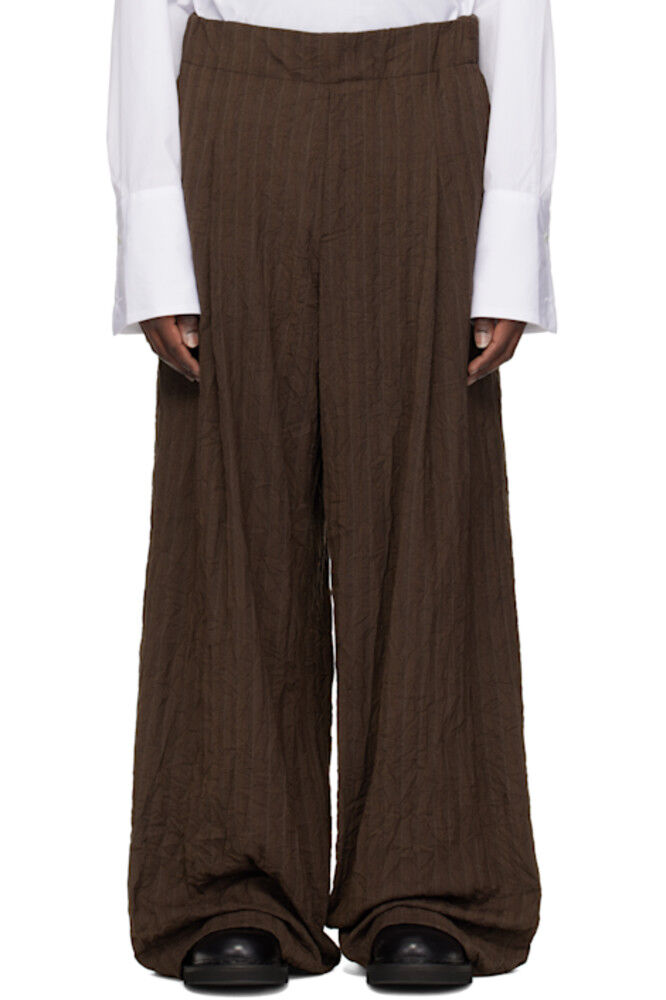 

Коричневые брюки со складками Dries Van Noten