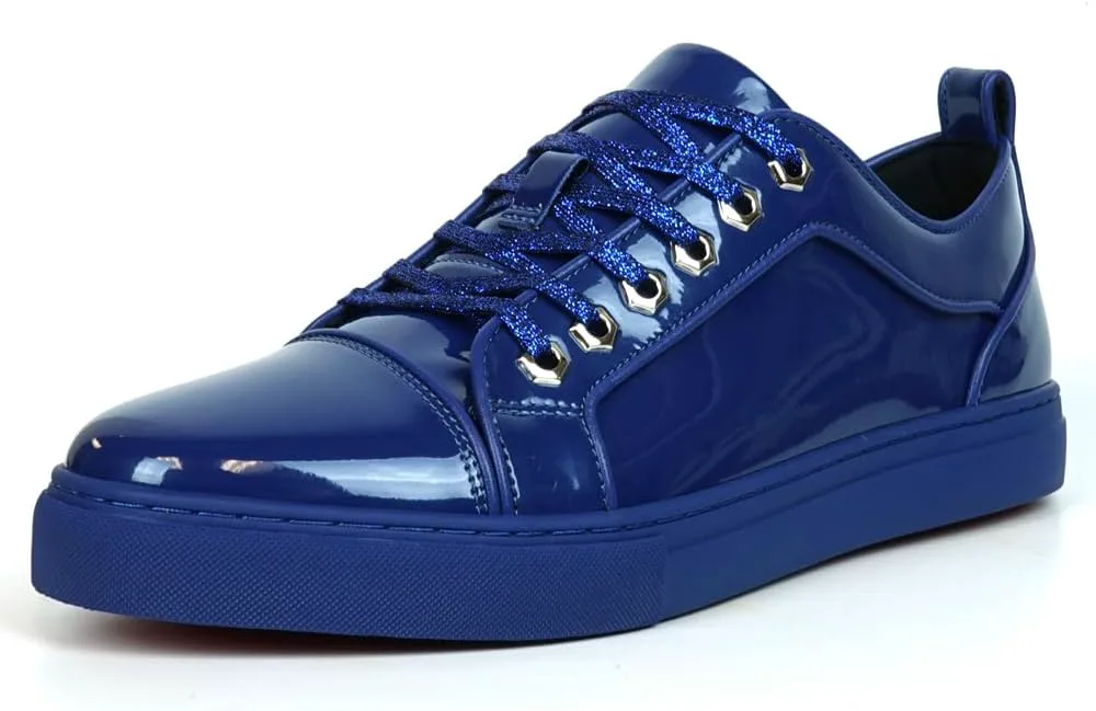 FI-2415-2 Patent Leather Cap tor Lace up Sneaker Fiesso by Aurelio Garcia, темно-синий — фото 4