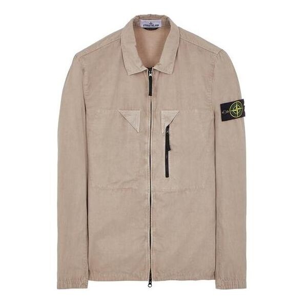 

Куртка brushed cotton canvas zip shirt jacket 'dove grey' Stone Island, серый