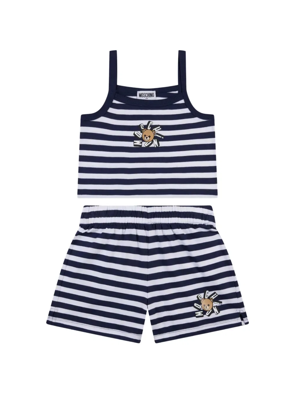 Комплект из полосатых шорт и топа Moschino Kids, синий