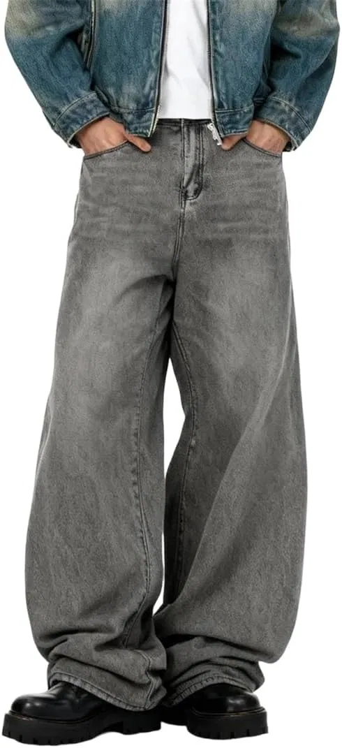 Джинсы свободные Straight Leg, серый