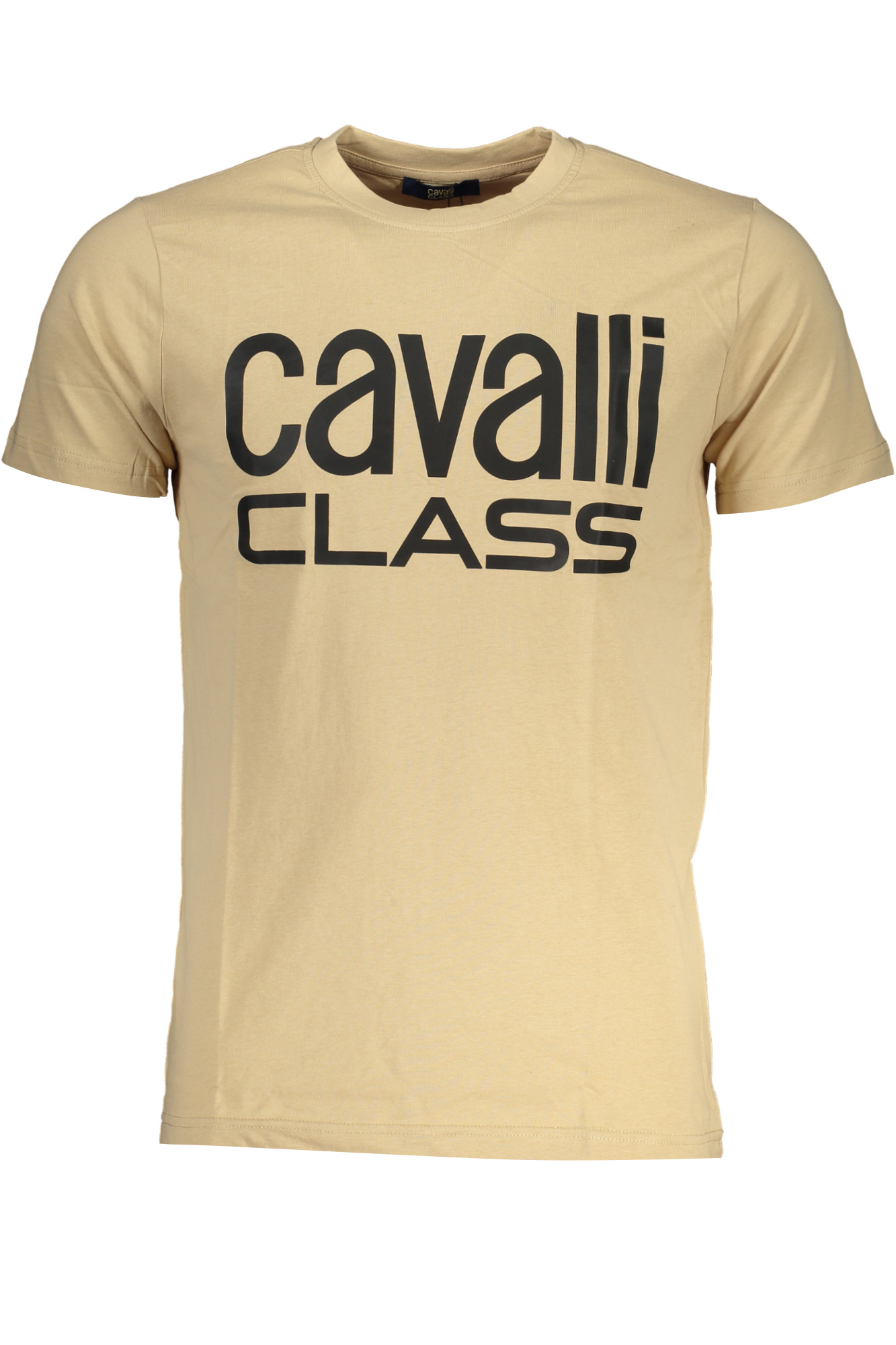 

Мужская футболка Cavalli Class хлопковая с надписью, бежевый