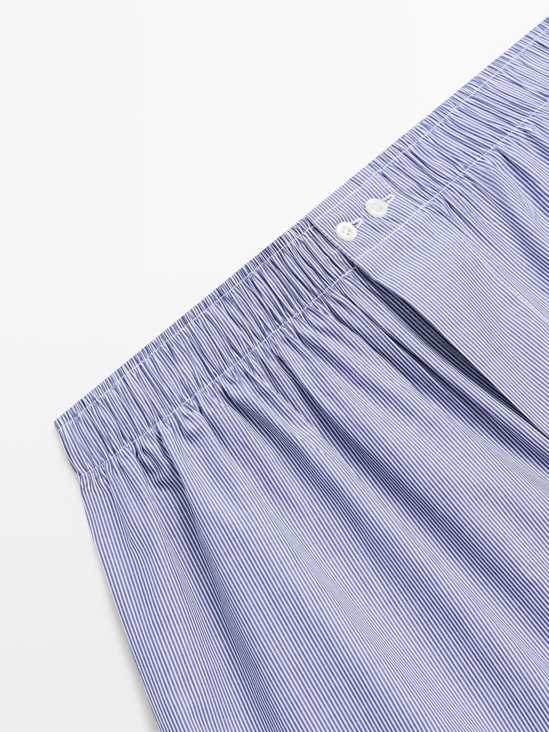 Полосатые боксеры из 100% хлопка Massimo Dutti, navy blue — фото 2