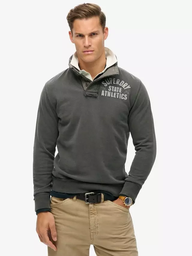 

Толстовка Superdry Vintage Athletic Henley, цвет washed/black
