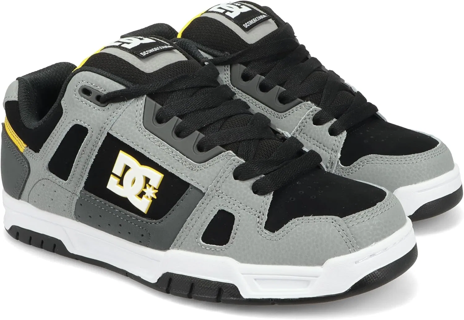 Мужские скейтбордистские кроссовки Dc Men's Stag Casual Skate Shoe Skate Shoe, Grey / Yellow