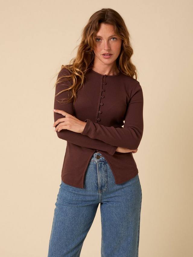 

Кардиган Rhea из ребристого хлопкового трикотажа Nobody's Child, Brown