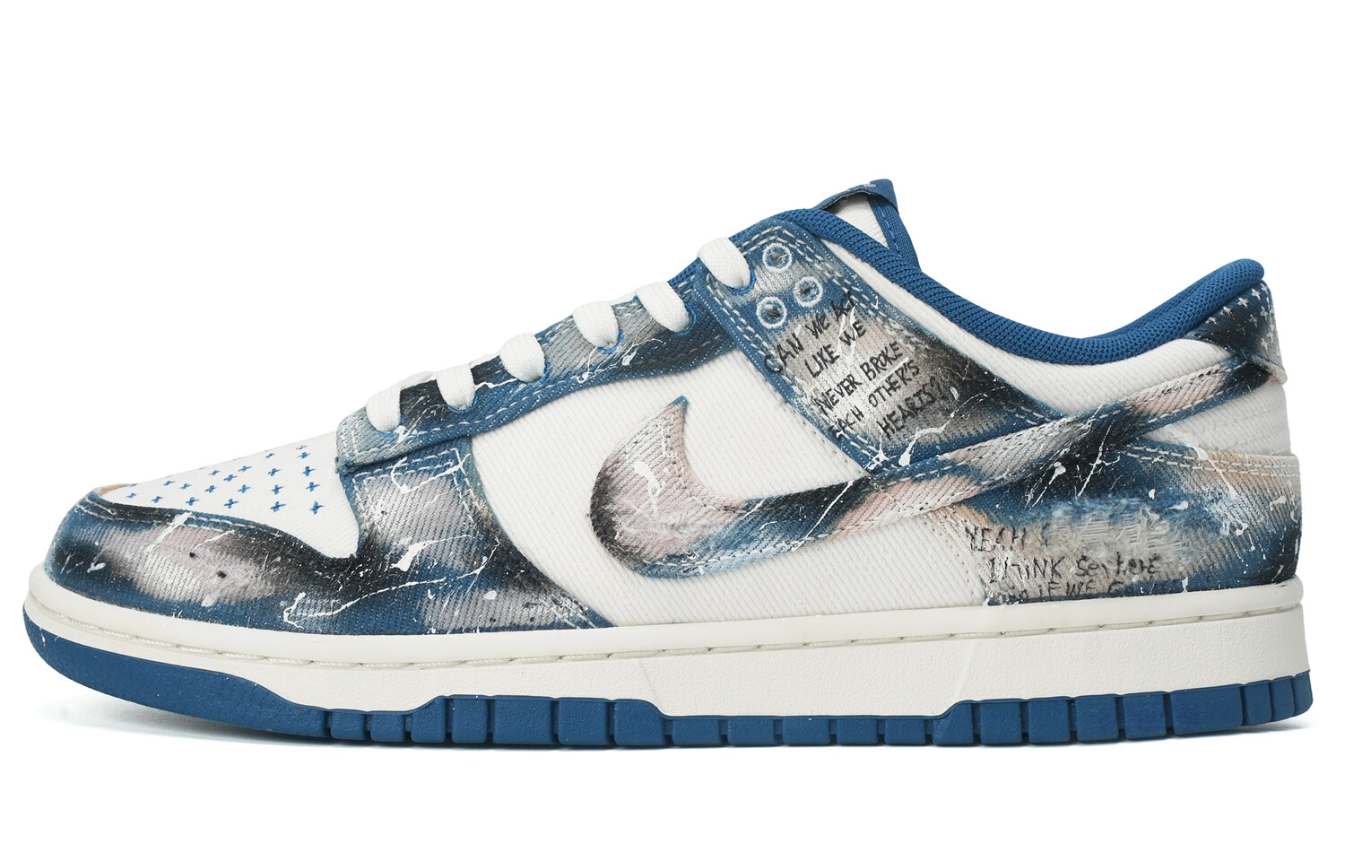 

Кроссовки Nike Dunk Skateboard Shoes Men Low-Top Blue With White Lettering, Синий, Кроссовки Nike Dunk Skateboard Shoes Men Low-Top Blue With White Lettering