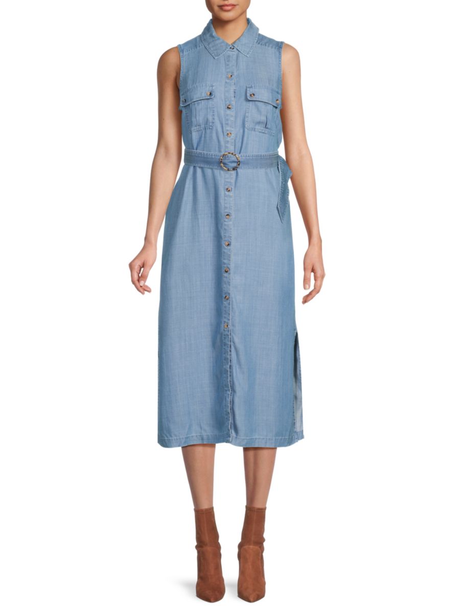 

Платье-рубашка миди из денима с поясом Tommy Bahama, цвет Medium Indigo