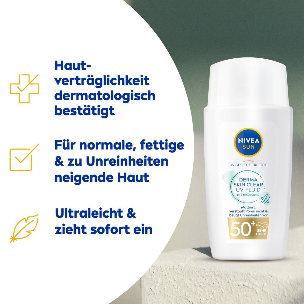 Солнцезащитный крем nivea sun derma skin clear uv-fluid lsf50+ Nivea, объем 40 мл — фото 3