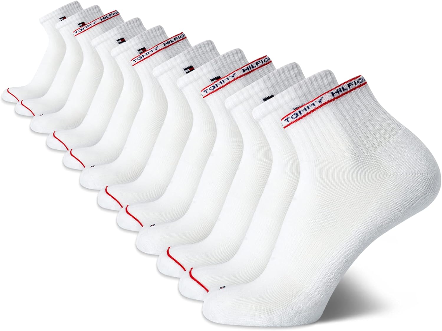 

Мужские носки Tommy Hilfiger Quarter - упаковка из 12 пар с поддержкой свода стопы, комфортной амортизацией и спортивным стилем (7-12), Pure White