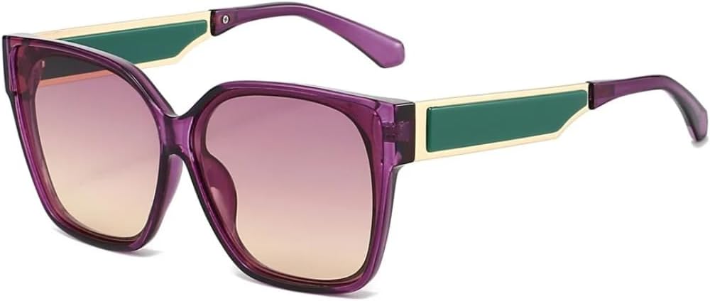 

Ретро-солнцезащитные очки с градиентом конфетных цветов для женщин, качественная контрастная оправа для мужчин, модные очки с защитой от УФ-излучения UV400 SZVVBKK, Purple Yellow
