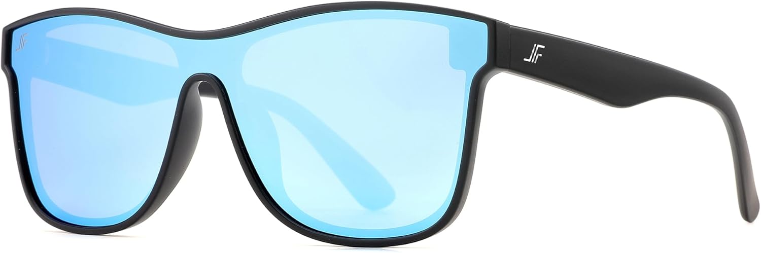 

Мужские поляризованные солнцезащитные очки, квадратная резиновая оправа, дужки из углеродного волокна, для рыбалки и вождения, защита от УФ-излучения RFS8205 JFXQDR, D - Black Frame Mirrored Blue Lens