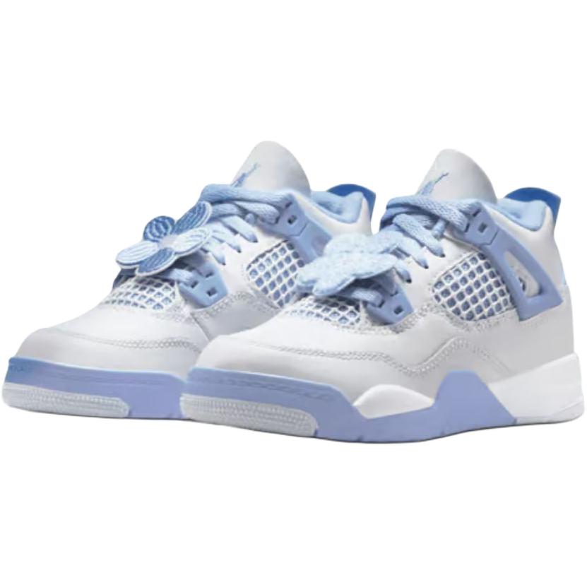 Jordan Air 4 противоскользящие износостойкие низкие детские баскетбольные кроссовки white blue для детей 3-7 лет — фото 4