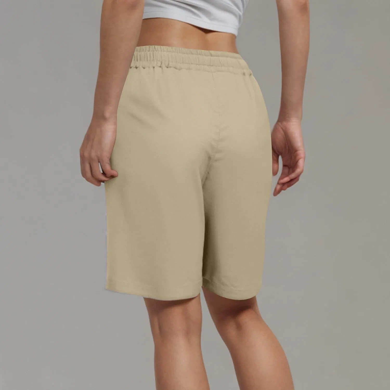 Шорты Active Athletic, Elastic Waist Drawstring, Hiking Workout Shorts, Khaki — фото 3