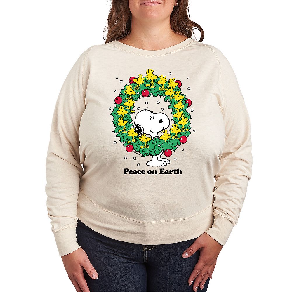 

Женский легкий свитшот из френч терри Peanuts Snoopy Peace On Earth Licensed Character, бежевый