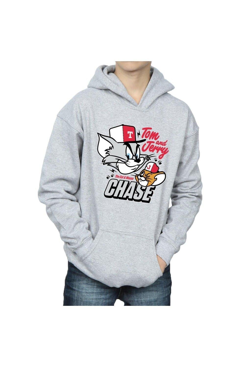 Толстовка с капюшоном в погоне за котами и мышами Tom & Jerry, серый — фото 3