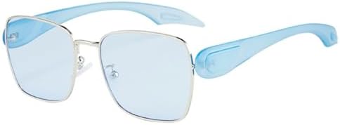 

Солнцезащитные очки квадратной формы конфетных цветов для женщин, модные очки с прозрачными линзами цвета океана, защита от УФ-излучения UV400 для мужчин, панк-очки MTZJH, Blue Blue