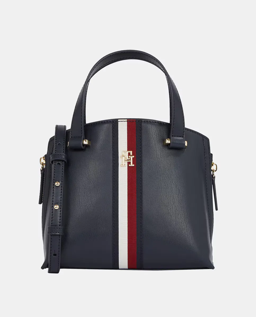 

Миниатюрная сумка-тоут с центральными полосками Tommy Hilfiger, темно-синий