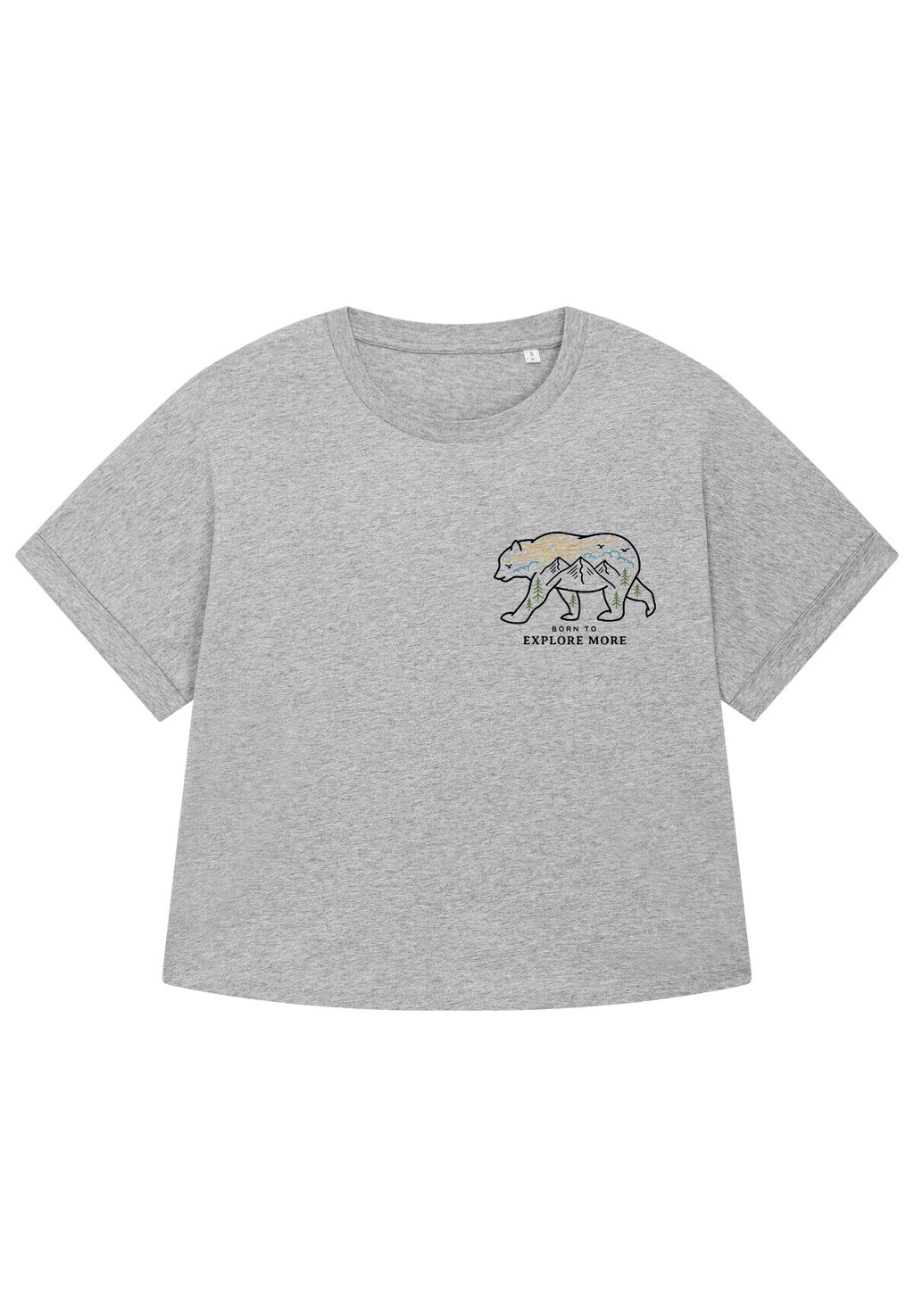 

Футболка с принтом BORN TO EXPLORE MORE watapparel, цвет Mottled Grey