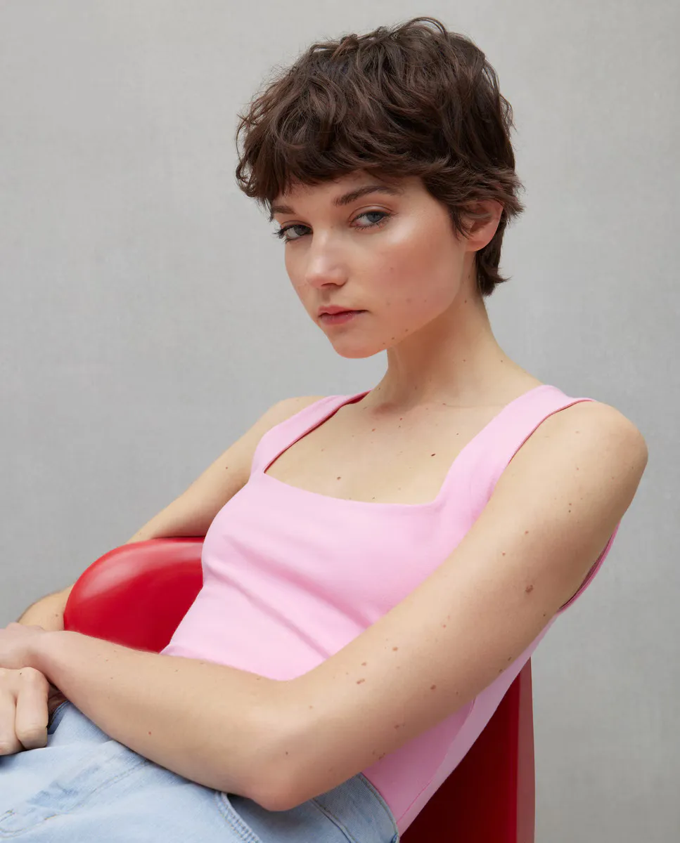 

Однотонный женский топ с круглым вырезом Easy Wear, цвет Rosa chicle