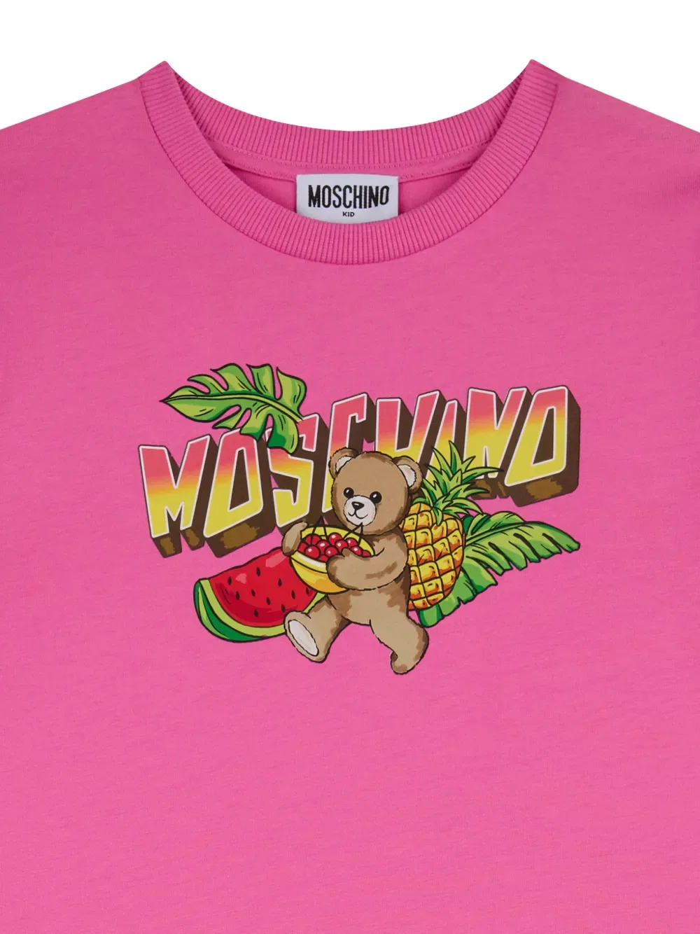 Платье с оборками и принтом Moschino Kids, розовый — фото 3