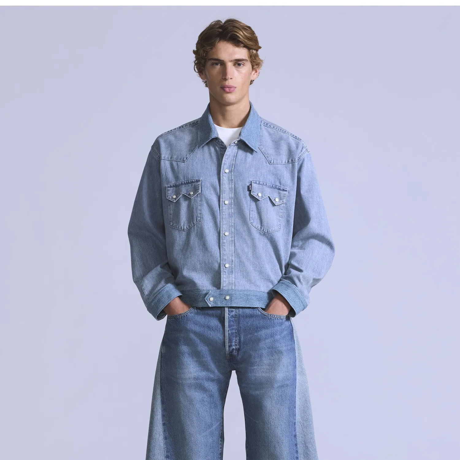 Рубашка с зубчатым рисунком Levi's, Medium Wash — фото 4