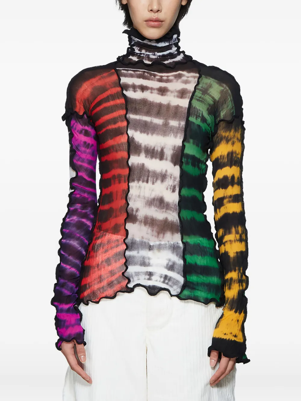 

Топ с рюшами и эффектом тай-дай Asai, черный