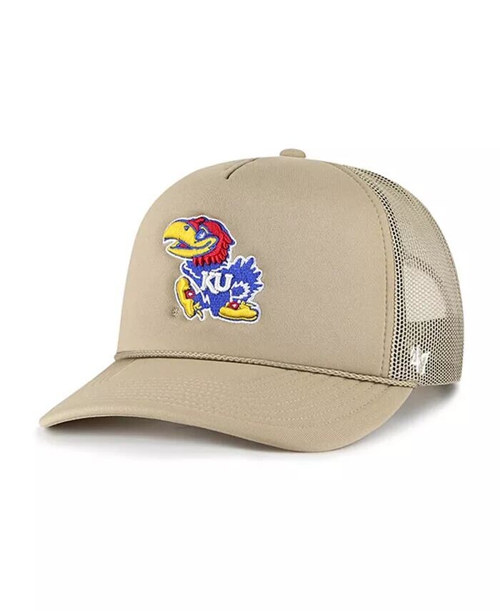 

Мужская бейсболка Trucker Snapback цвета хаки Kansas Jayhawks с сетчатой вставкой спереди '47 Brand