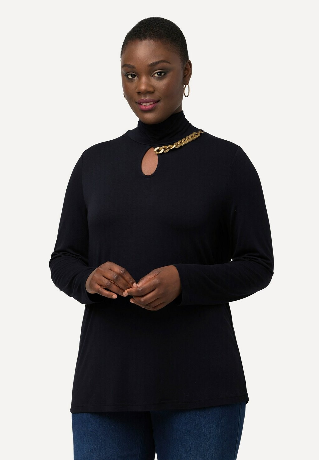 

Топ с длинными рукавами Ulla Popken, цвет Mottled Anthracite