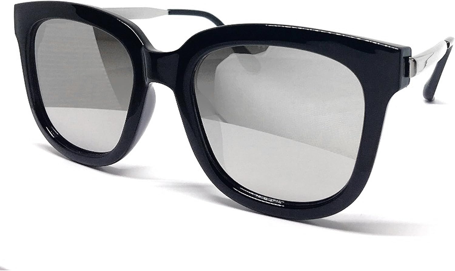 

5003 Премиальные солнцезащитные очки большого размера для женщин и мужчин, с зеркальными линзами, в стиле фанк (металлические дужки, серебристые дужки, черный/серебристый) O2 eyewear, Silver