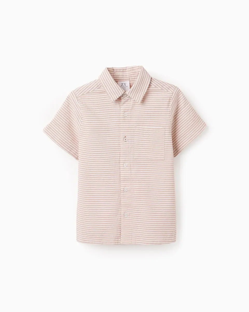 

Полосатая детская футболка с коротким рукавом Zippy, бежевый