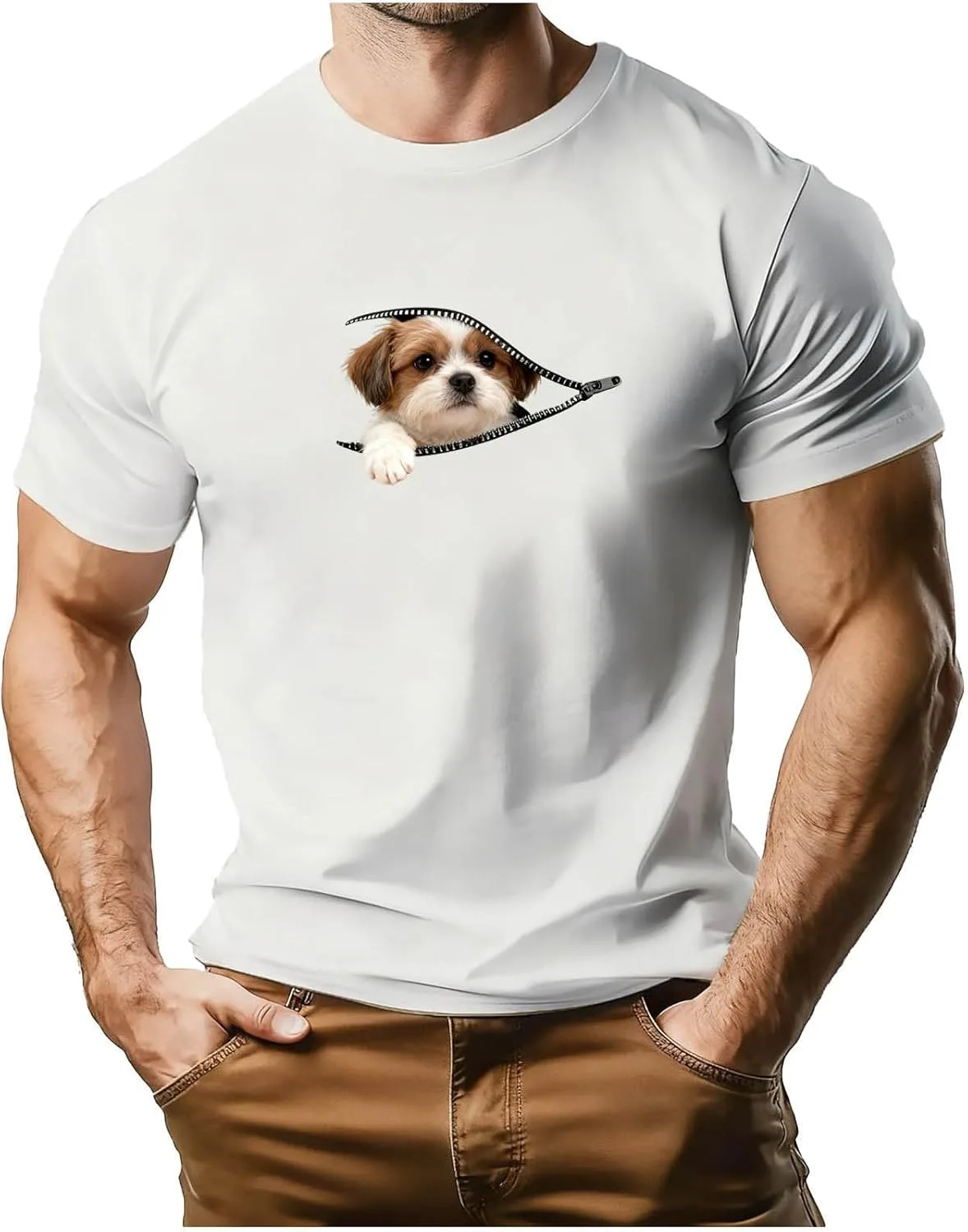 

Мужская футболка с принтом щенка, короткий рукав