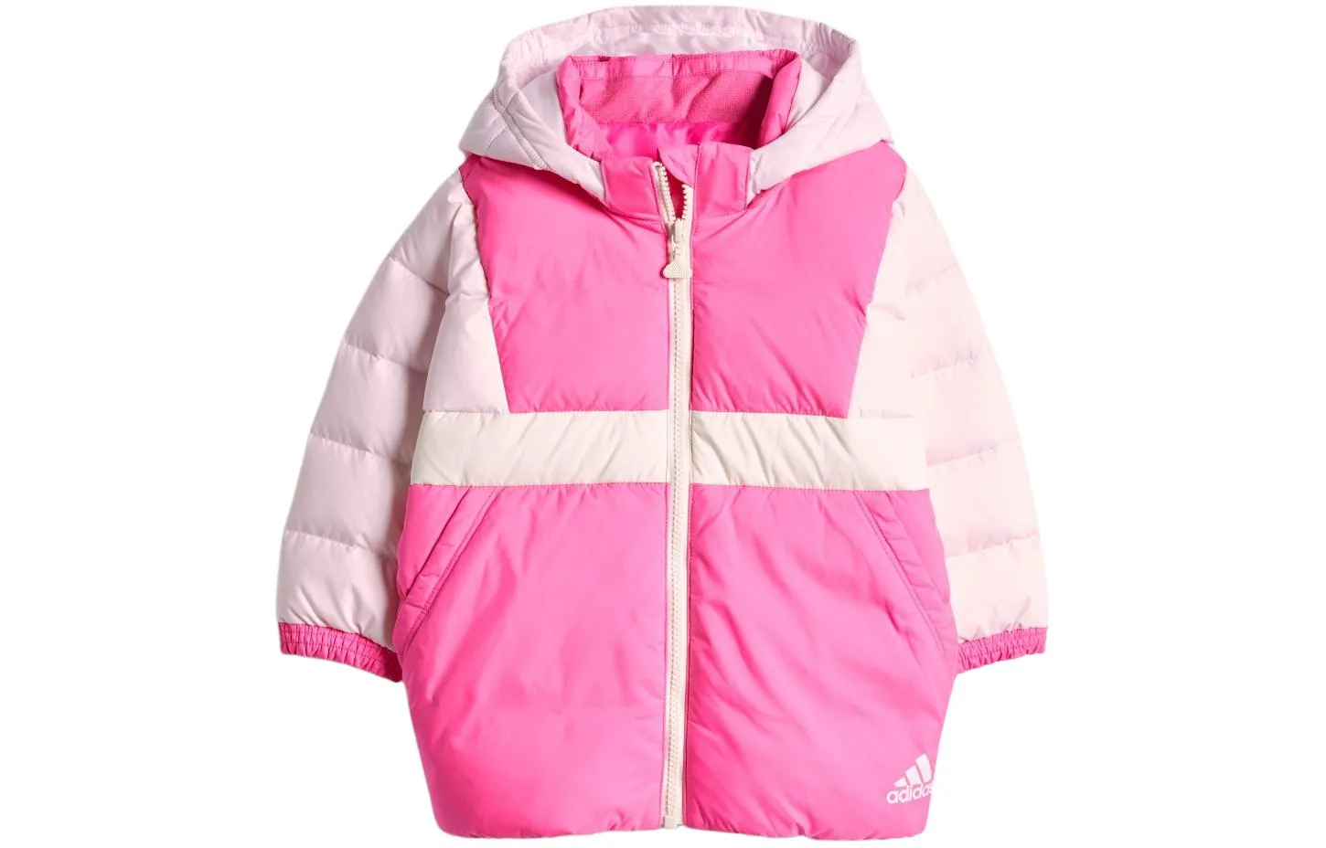 Детская пуховая куртка с капюшоном Adidas, Clear Pink/Pink/Yellow White