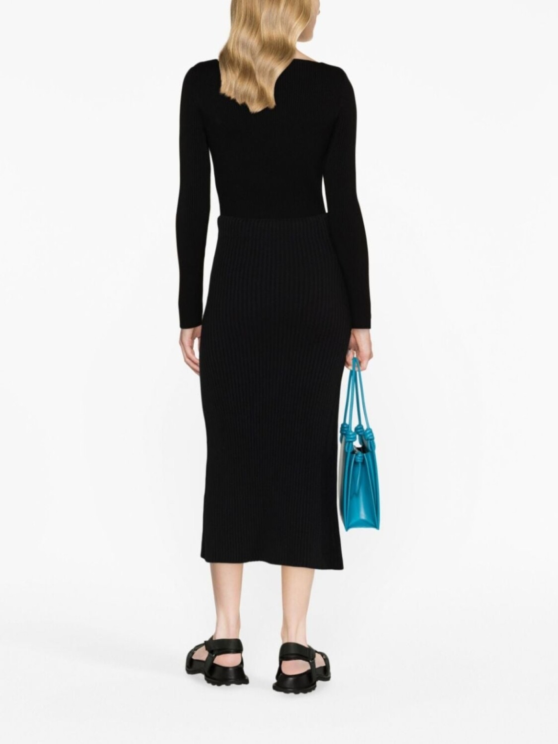Jil Sander трикотажная юбка-карандаш на молнии, черный — фото 3