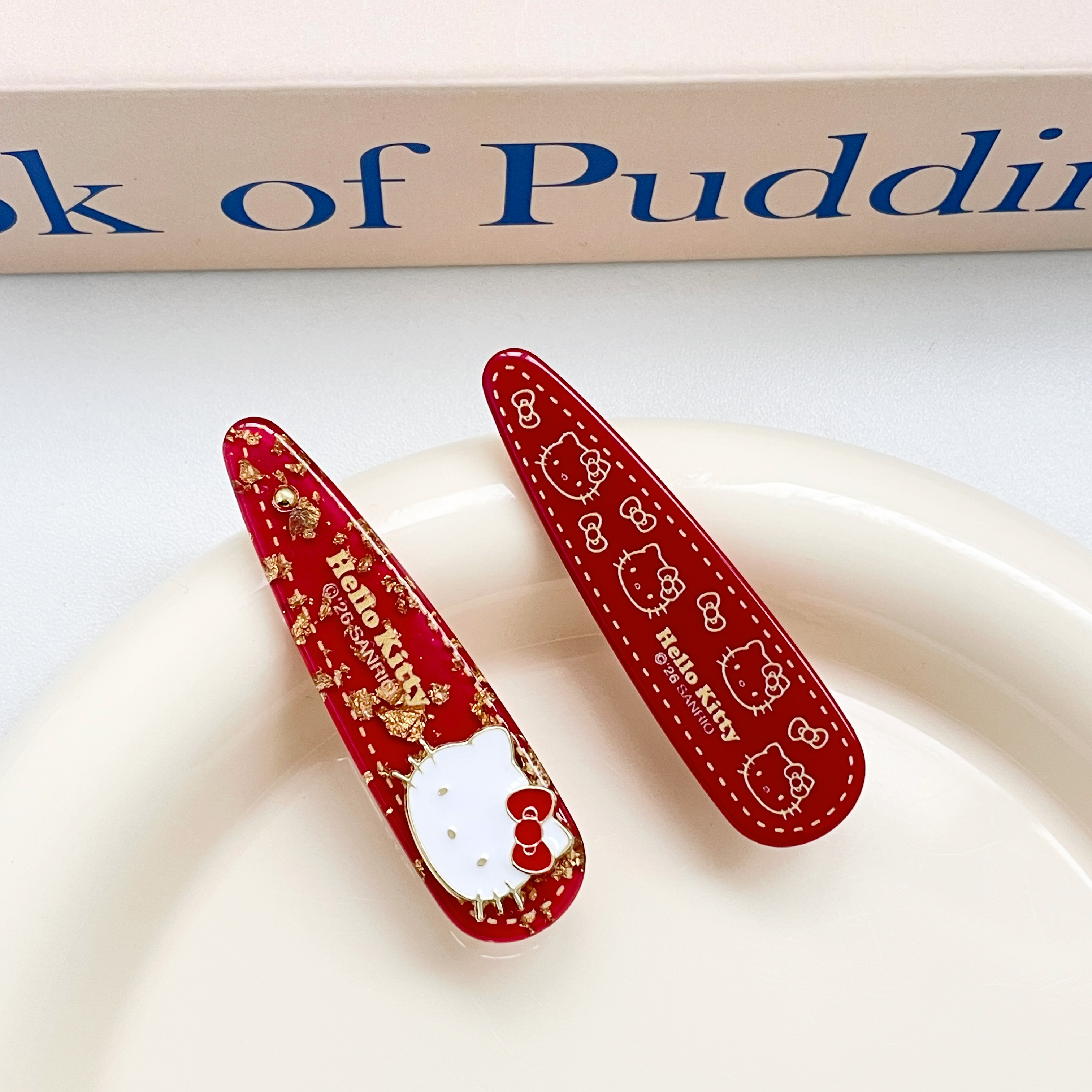 Акриловые заколки для волос Hello Kitty Sanrio, hello kitty hair clip two-piece set — фото 3