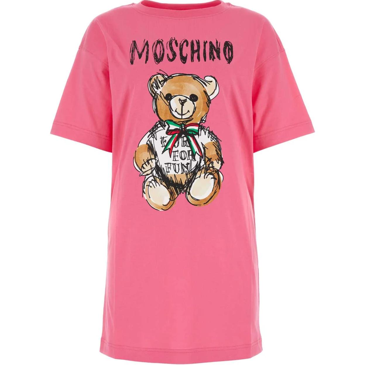 

Женское платье с коротким рукавом розовое MOSCHINO