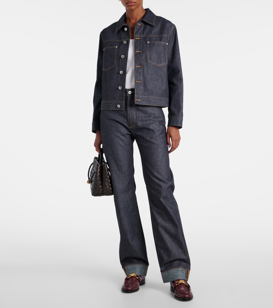 Прямые джинсы средней посадки Bottega Veneta, Indigo — фото 2