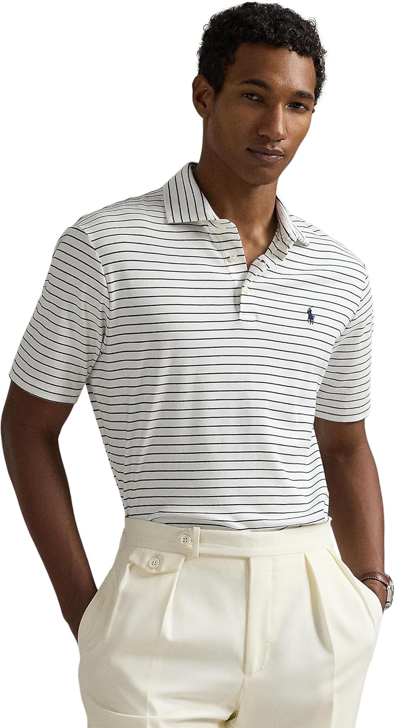 

POLO RALPH LAUREN Мужская классическая поло из мягкого хлопка, White/Refined Navy, Белый, POLO RALPH LAUREN Мужская классическая поло из мягкого хлопка, White/Refined Navy