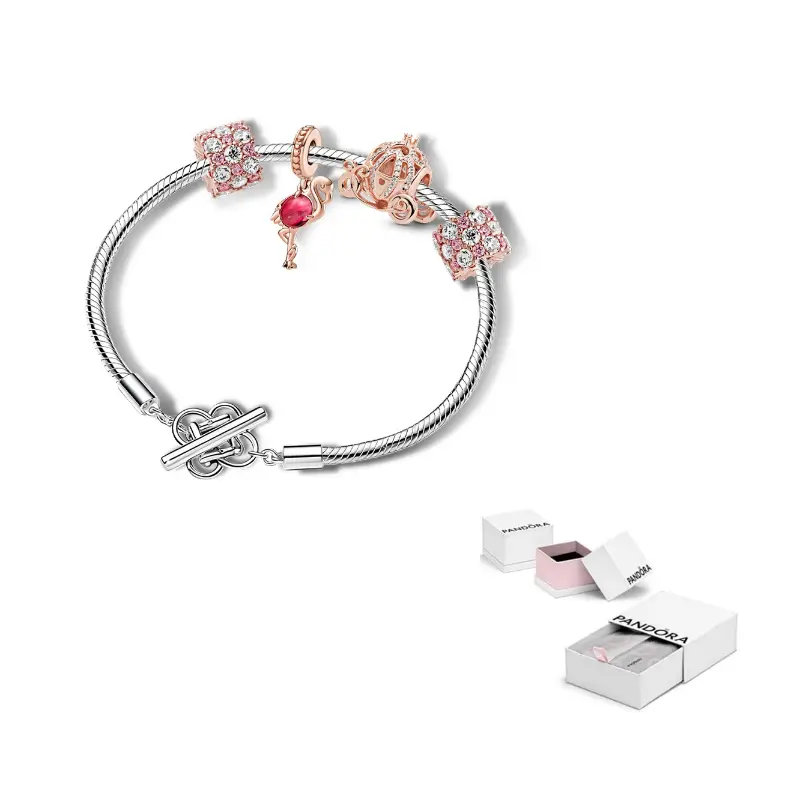 

Pandora Браслет Moments с застежкой Barrel и цепочкой Snake в цвете Silver