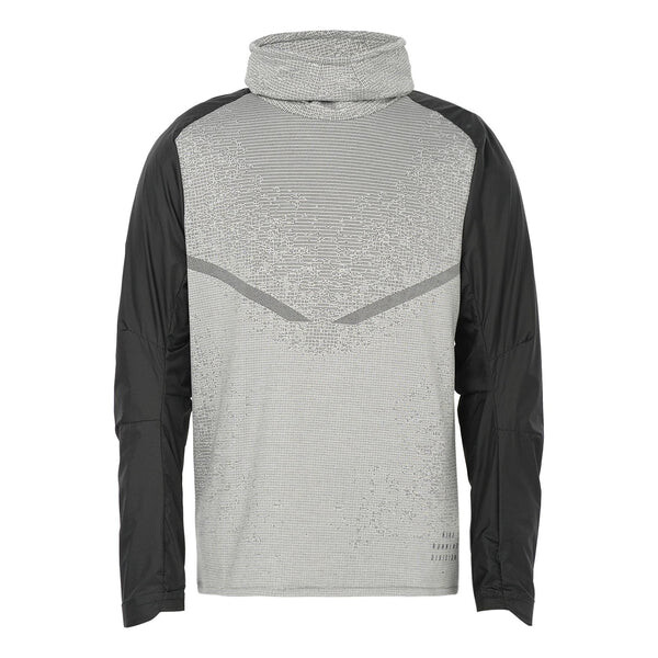 

Футболка Men's Nike SS22 Colorblock Breathable High Collar Stripe Long Sleeves Black Gray T-Shirt, серый