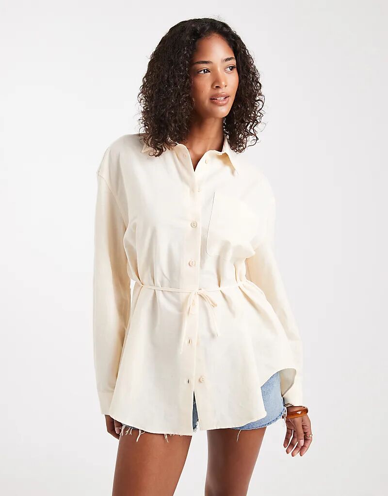 

Рубашка свободного кроя Miss Selfridge с завышенной талией цвета пахты