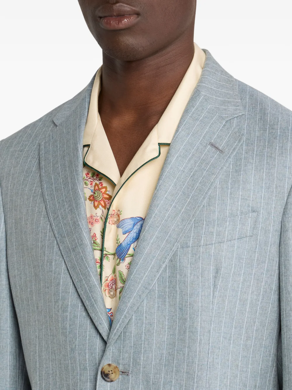 Однобортный полосатый костюм Etro, зеленый — фото 4