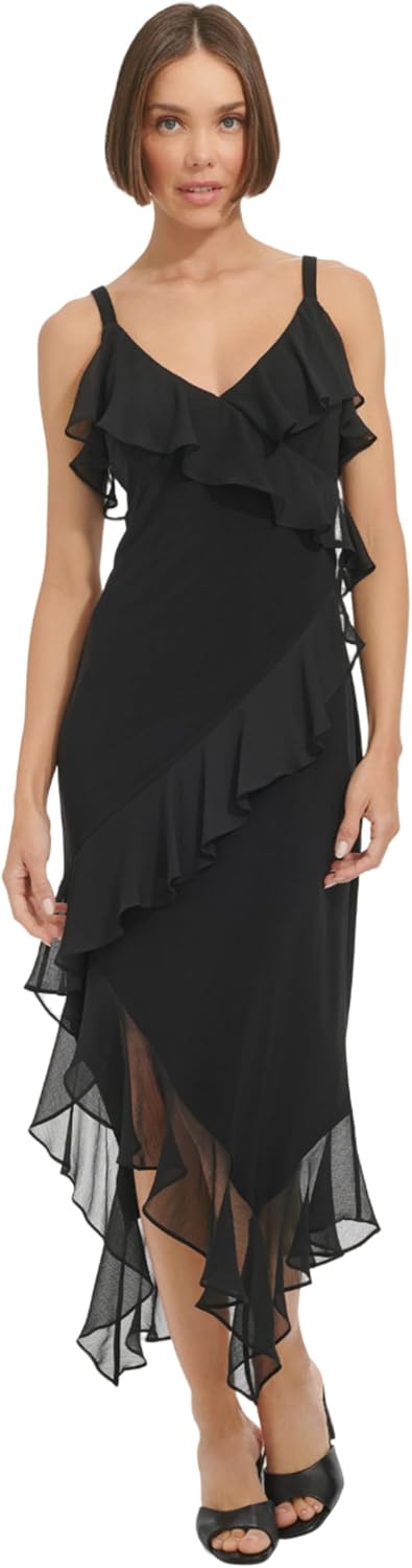 

Женское платье-комбинация Tommy Hilfiger без рукавов с V-образным вырезом и комбинированной отделкой, Black