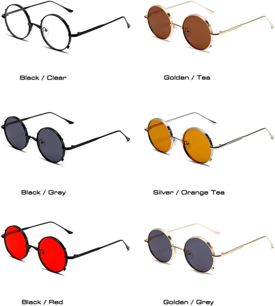 

Солнцезащитные очки UV400 с круглой металлической оправой в стиле панк для женщин и мужчин, для бега и занятий спортом на открытом воздухе UYPTK, Golden Grey