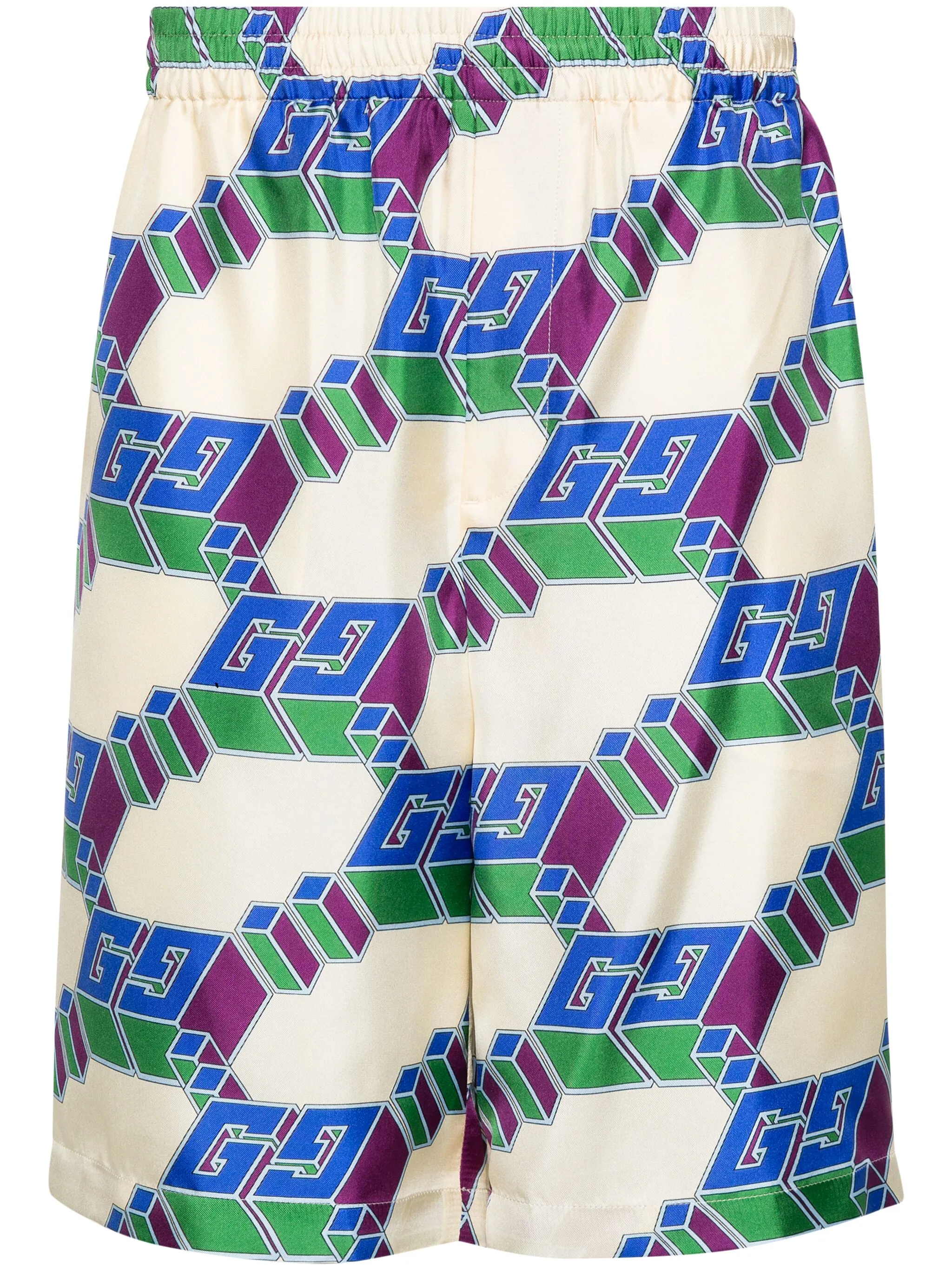 

Шелковые шорты с логотипом Gucci, кремовый